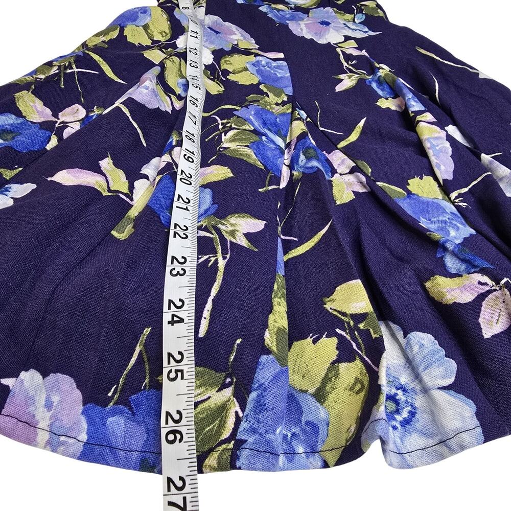 Lulus Mini Dress Womens XS Blue Floral Linen Blend Fit Flare Cottagecore NWT - Picture 13 of 16
